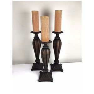 3 pc. Vintage Ginger Gold Tall Pillar Candles